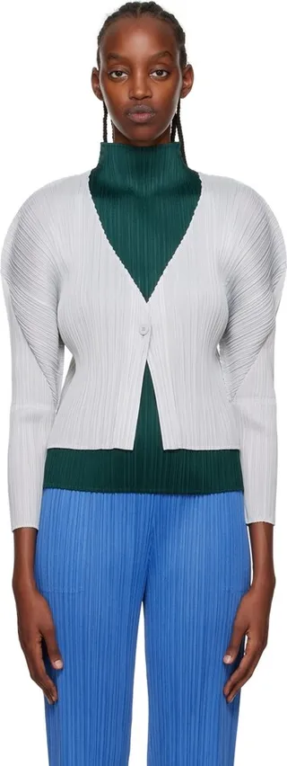 Pleats Please Issey Miyake Gray Monthly Colors August Cardigan