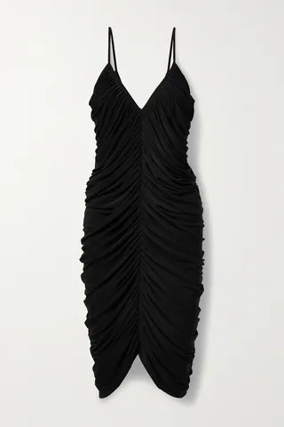 Norma Kamali - Diana Ruched Stretch-jersey Midi Dress - Black