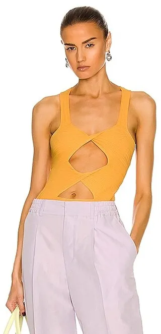 Stella McCartney Cut Out Knit Bodysuit in Orange