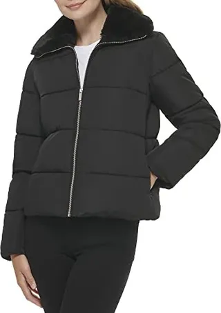 Calvin Klein Women's Warm Fur Trim Puffer Jacket