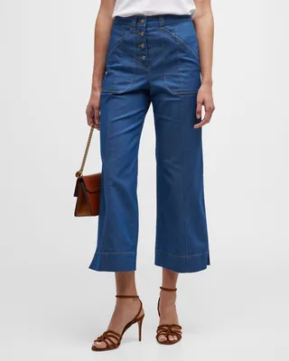 Benji Cropped Wide-Leg Denim Pants