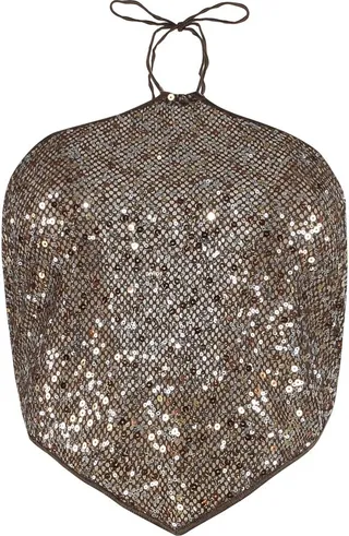 Oséree Sequin Embellished Halterneck Top