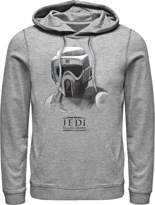 Men's Star Wars Jedi: Fallen Order Grayscale Scout Trooper Pull Over Hoodie - Athletic Heather - 3X Large