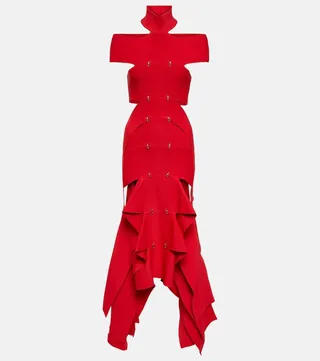 Cutout off-shoulder gown