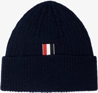 Blue 4-Bar Stripe Cashmere Beanie Hat