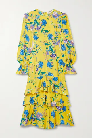 Diane von Furstenberg - Fairfax Ruffled Floral-print Crepe De Chine Midi Dress - Yellow