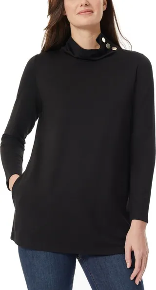 Jones New York Women's Serenity Knit Mock Neck Tunic Top