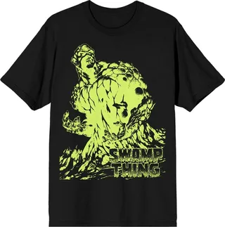 The Justice League Negative Color Swamp Thing Men’s Black Graphic Tee-S