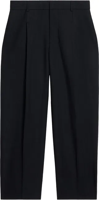 Pleat-Detail Cropped Trousers