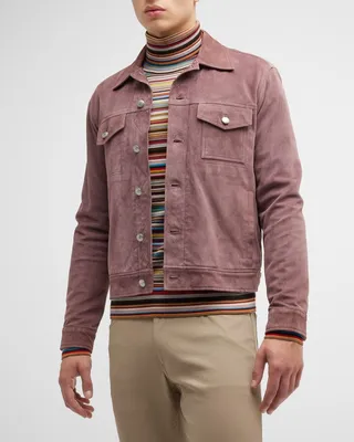 Men's Suede Leather Trucker Jacket