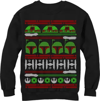 Men's Star Wars Ugly Christmas Boba Fett Sweatshirt - Black - Small