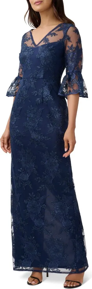 Sequin Floral Embroidered Gown