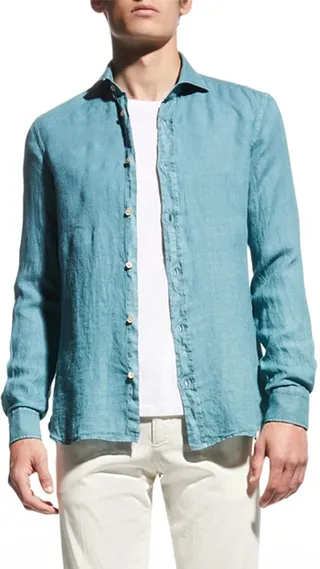 Men's Solid Linen Sport Shirt