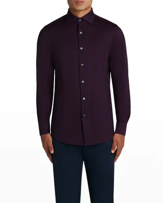 Men's Ooohcotton Stripe-Check Sport Shirt