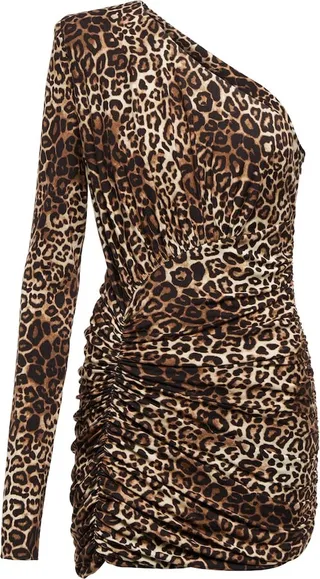 Leopard-print jersey minidress