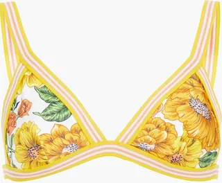 Floral-print triangle bikini top