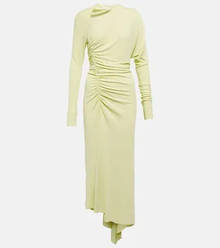 Asymmetric jersey midi dress