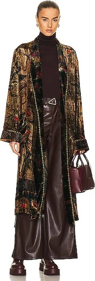 Pierre-Louis Mascia Kanpur Stampato Vestaglia in Brown
