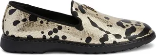 Snake-Effect Paint-Splatter Leather Loafers