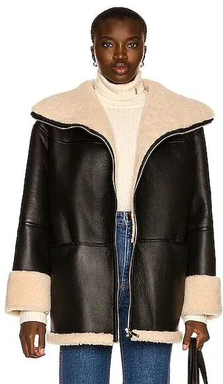 Toteme Signature Shearling Jacket in Black