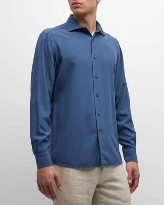 Men's Washed Silk Sport Shirt
