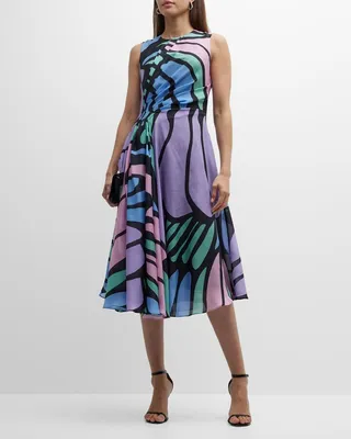 Nagashi Printed Obi Silk Midi Dress