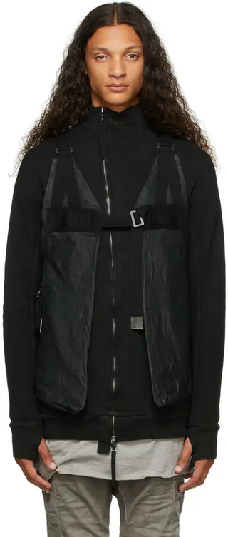 Boris Bidjan Saberi Black Leather Bag Vest