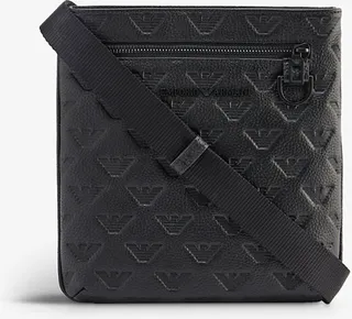 Black Logo-embossed Leather Cross-body bag