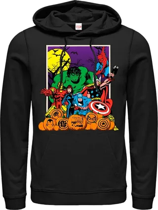 Men's Marvel Halloween Avengers Scene Pull Over Hoodie - Black - Small