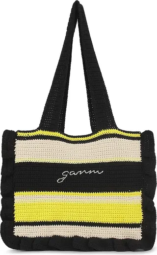 Striped Crochet Frill Tote
