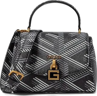 GUESS Montreal Mini Crossbody Flap (Black Logo) Handbags