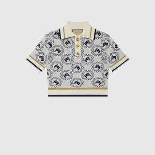 Equestrian cotton jacquard polo top
