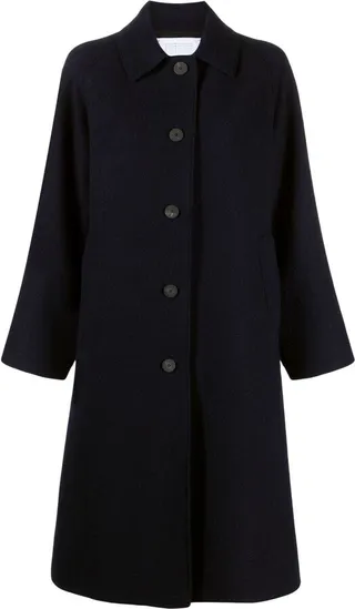 Balmacaan boiled-wool coat