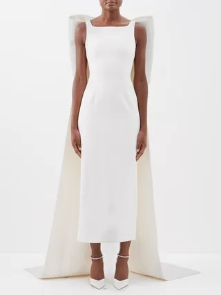 Charlotte Bow-appliqué Cloqué-crepe Dress