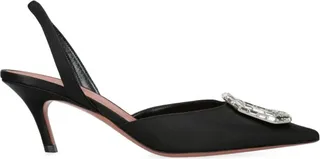 Amina Muaddi Satin Camelia Slingback Mules 60