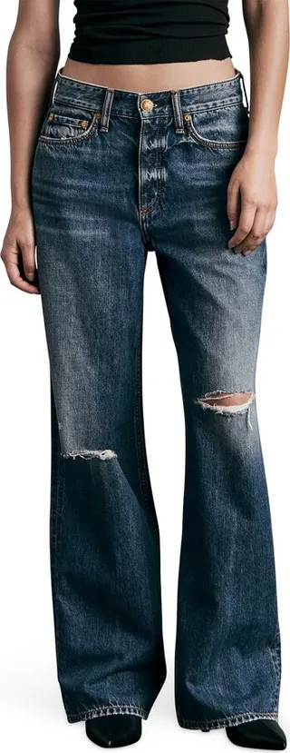 Logan Distressed Wide Leg Jeans