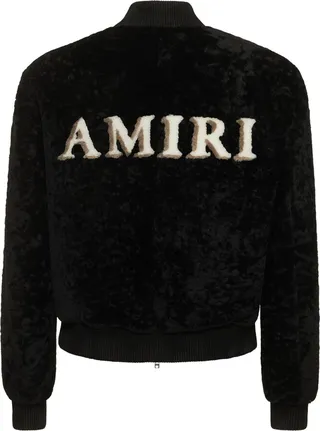 Zip front shearling bomber jacket