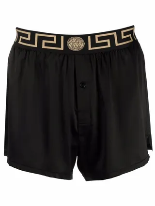 Greca border silk pajama shorts