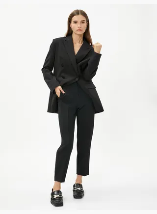 Stitch Detail Straight Leg Cigarette Trousers