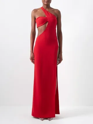 Asymmetric Cutout Crepe Dress