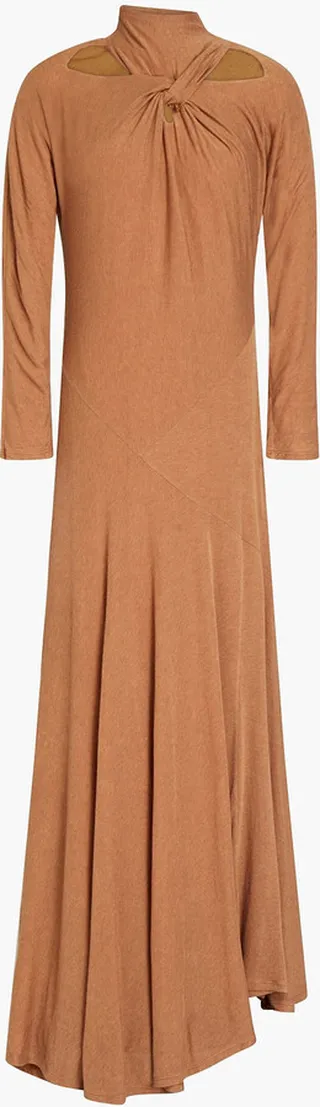 Maia cutout twist-front Tencel-blend jersey maxi dress