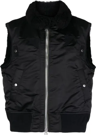 Contrast-Collar Zipped Gilet