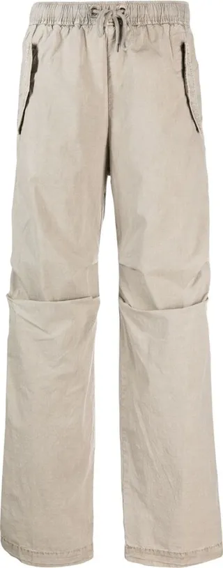 Draped-Detail Straight-Leg Trousers
