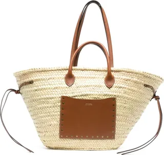 Interwoven-Design Straw Beach Bag