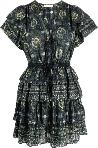 Graphic-Print Short-Sleeve Mini Dress