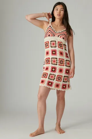 Crochet Square Mini Dress