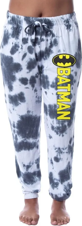 DC Comics Womens' Batman Granite Tie Dye Bat Logo Sleep Jogger Pajama Pants (3X) Multicoloured