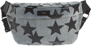 Leather Stars Appliqué Denim Belt Bag