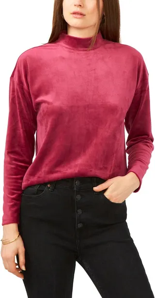 Velour Turtleneck Top