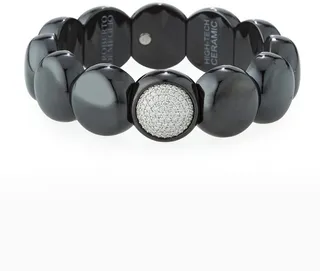 Dama Matte Black Ceramic Beaded Bracelet with White Diamonds